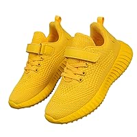 Little Kid/Big Kid Fashion Mesh Fabric Sneakers, Hook and Loop Lace-up Closure Casual Shoes, Non Slip Sole Fashion Walking Running Shoes