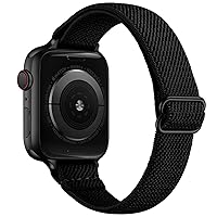 SICCIDEN Slim Stretchy Bands Compatible with Apple Watch Band 49mm 45mm 44mm 42mm, Women Elastics Nylon Thin Strap for iWatch Ultra 2/1 SE Series 9 8 7 6 5 4 3 2 1 (Black/Black, 49mm 45mm 44mm 42mm)