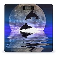 Moon Dolphin Fashion Slim Digital Bathroom Scale for Body Weight with Easy Read LCD Home Gym