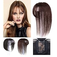 Realistic Topper Hair Pieces with Bangs, Real Human Hair Clip in Toppers for Women with Hair Loss, 12