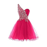 Sweety Girls Homecoming Cocktail Dresses One Shoulder Prom Gowns Short-Length- US Size 2- Hot Peach