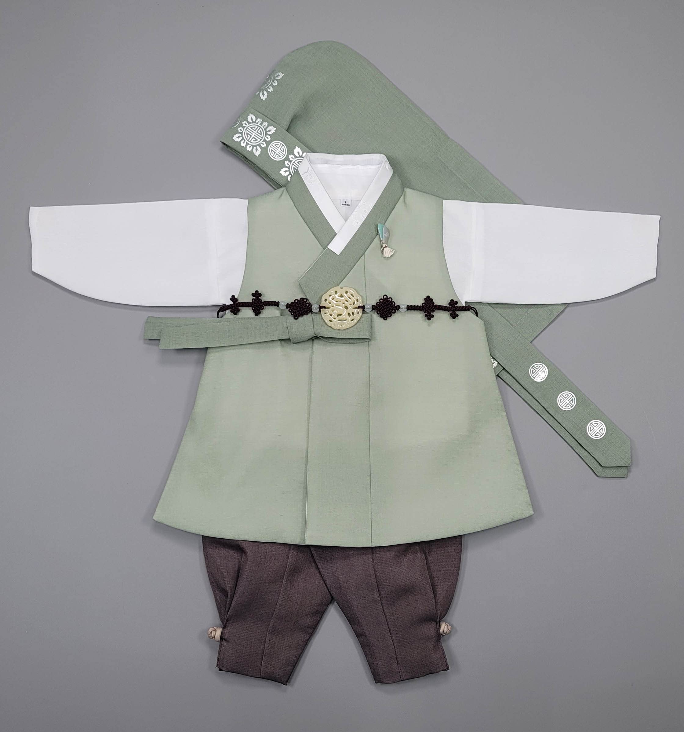 Boy Baby Hanbok Set Korea Traditional Dol Party Celebrations Light Green oob05