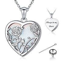 Yearace Urn Necklace for Ashes Sterling Silver Filigree Locket Necklace that Holds Pictures Heart Keepsake Memorial Necklace Cremation Jewelry for Ashes for Women Men
