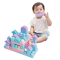 Soft Building Blocks, Baby Ages 6 Month Old and up, STEM Montessori Preschool Learning Stacking Block Kit Educational Infant Safe Soft Blocks for Baby Toddlers 1-3 Years 40 PCs