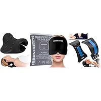 Ultimate Relief Bundle: Neck Cloud Pillow, Headache & Migraine Cap, Back & Neck Stretcher - Comprehensive Pain Relief Set with Cervical Decompression, Cold & Hot Therapy, Adjustable Black