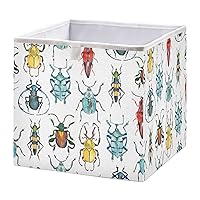 Bright Watercolor Beetles Cube Storage Bin Foldable Storage Cubes Waterproof Toy Basket for Cube Organizer Bins for Kids Girls Boys Toys Book Office Home Shelf Closet - 15.75x10.63x6.96 IN