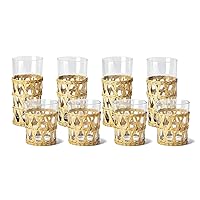 Two's Company Island Chic Drinking Glass, 24 Pieces, Hand-Woven Lattice