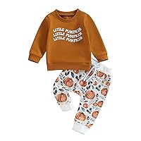 BHMAWSRT Toddler Newborn Baby Boys Girls Outfits Cotton Clothes 6 18 24Months Halloween Pumpkin Sweatshirt Top and Pant Set