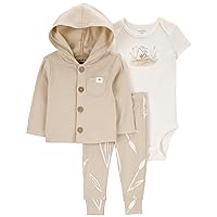 Carter's Baby Boys 3 Piece Little Jacket Set (Brown/White, 12 Months)