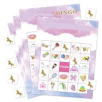 FEPITO Bingo Game Party Supplies Bingo Cards with 24 Players for Kids Birthday Party Supplies Magical Party Favors