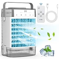 Portable Air Conditioners, 1600ml Portable AC Unit with Remote Control, Powerful 3 Speeds 7 Colors LED Evaporative Air Cooler with Timer, Personal Mini Air Conditioner Portable for Room Office Bedroom
