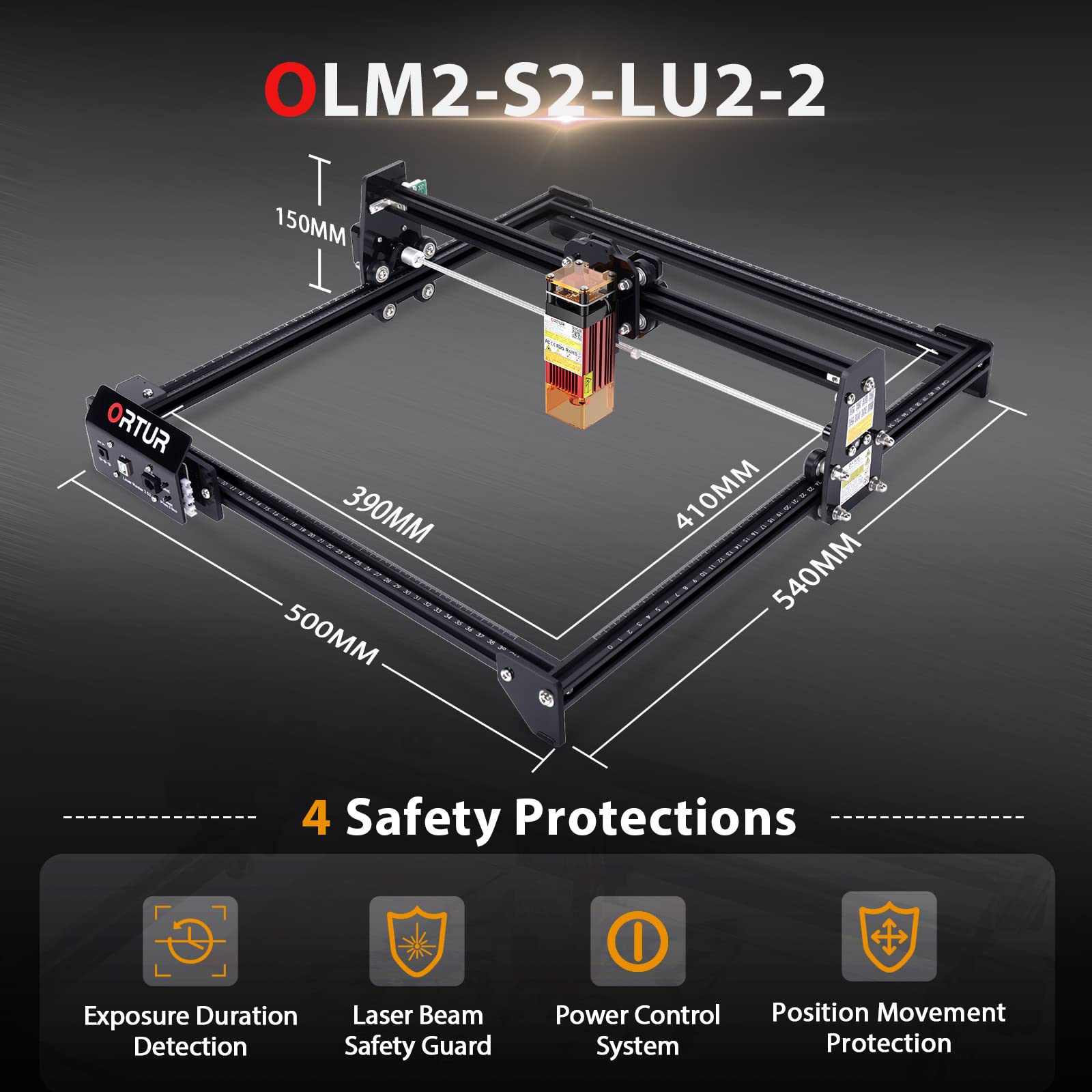 [US Direct] Ortur LM3 LE Laser Engraving & Cutting Machine 10W Dual Module  Higher Precision Laser Engraver 400x400mm Engraving Area 15,000mm/min