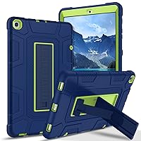GUAGUA Compatible with Samsung Galaxy Tab A 10.1 2019 Case SM-T510 T515 Kickstand 3 in 1 Heavy Duty Rugged Bumper Shockproof Protective Anti-Scratch Case for Galaxy Tab A 10.1 2019, Navy Blue/Yellow