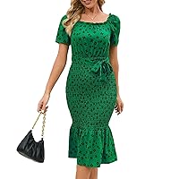 European and American Women's Sexy Buttocks Wrapped Floral Skirt Summer Tight and Slim Looking Ruffled Edge Dress XL EN8
