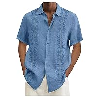 Mens Hawaiian Shirts Short Sleeve Beach Casual Shirts Polyester Graphic Clothes Slim fit Loose Tops with Pocket
