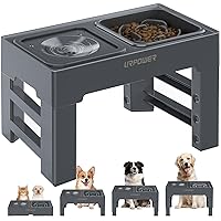 URPOWER 2-in-1 Elevated Slow Feeder Dog Bowls with No Spill Dog Water Bowl 4 Height Adjustable Raised Dog Bowl Non-Slip Dog Food and Water Bowls with Stand for Small Medium Large Dogs, Cats and Pets