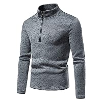DuDubaby Men's Autumn Winter Turtleneck Long Sleeve Pullover Sweater Shirt Blouse Zipper Tops Sweater