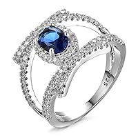 Vintage 925 Sliver Blue Sapphire Cross Ring Wedding Band Jewelry Bridesmaid Gift (6)