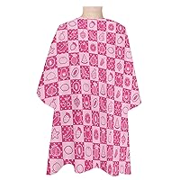 Pink Fruit Checkered Barber Cape - Salon Hair Cutting Cape for Women,Men,Kids,Adults,Funny Cute Fantasy Food Plaid Lattice Haircut Cape with Elastic Neckline Hairdressing Stylist Cape Gown Accessories