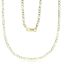 DECADENCE 14K Yellow Gold Solid 2mm-12mm Figaro Chain with Lobster Claw Clasp | Italian Gold Chain | Gold Figaro Chain for Men and Women