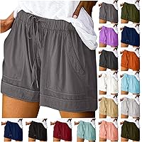 Womens Casual Shorts Drawstring Comfy Elastic Waist Shorts Summer Lightweight Beach Shorts Lounge Shorts Pants with Pockets