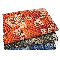 Japanese Sea Wave Fat Quarters Fabric Bundles, Sewing Quilting Fabric, 18 x22 inches, (Multicolor)