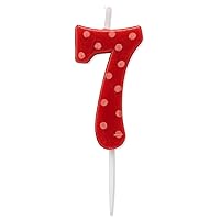 Papyrus Number 7 Birthday Candle, Red Polka Dots (1-Count)