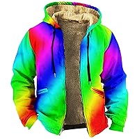 Mens Winter Coats Solid Color Zipper Hooded Warm Windbreaker Jackets Oversized Heavy Hoodie