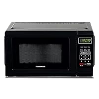 Farberware Compact Countertop Microwave Oven 0.7 Cu. Ft. 700-Watt with LED Lighting, Child Lock, Easy Clean Grey Interior, Retro Black