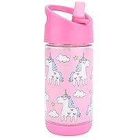 Kids Water Bottle with Straw, Eco-Friendly BPA Free Non Toxic Plastic Bottles (Unicorn Water bottle)