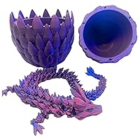 Dragon Egg with Dragon Inside 3D Printed Articulated Flexible Dragon Toy PLA Stress Relief Dragon Egg Toy Gift, Purple1 Piece Dragon Egg with Dragon Inside