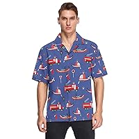 Men's Hawaiian Shirts Short Sleeve Button Down Holiday Beach Shirts, S-3XL