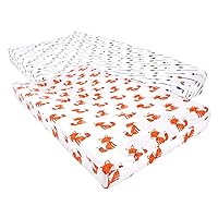 Hudson Baby Unisex Baby Cotton Changing Pad Cover, Foxes, One Size