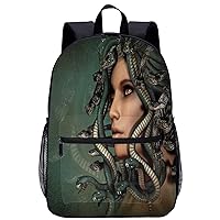 Greek Mythology Medusa 17 Inch Laptop Backpack Lightweight Work Bag Business Travel Casual Daypack