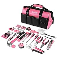 DEKOPRO Pink Tool Set, 180-Piece Pink Tool Kit for women, Home Repairing Tool Kit with Wide Mouth Open Storage Tool Bag, Household Hand Tool Set for DIY, Best Gifts and Basic Home Maintenance
