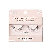 KISS The New Natural, False Eyelashes, White Shirt', 12 mm, Includes 1 Pair Of Lash, Contact Lens Friendly, Easy to Apply, Reusable Strip Lashes