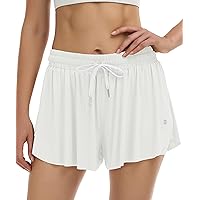 2 in 1 Womens Flowy Athletic Shorts for Running,Yoga,Workout,Biker Butterfly Shorts with Pocket in Summer