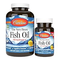 The Very Finest Fish Oil, 700 mg Omega-3s, Norwegian Fish Oil Supplement, Wild Caught Omega-3 Fish Oil, Sustainably Sourced Fish Oil Capsules, Omega 3 Supplement, Lemon, 120+30 Softgels