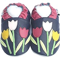 Leather Baby Soft Sole Shoes Boy Girl Infant Children Kid Toddler Crib First Walk Gift Tulip Navy (12-18month, Navy)