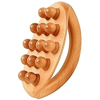 Wood Therapy Massage Tools with Handle 14 Beads Wooden Massage Roller Lymphatic Drainage Massager Tools for Body Shaping, Cellulite Massaging, Gua Sha Lymphatic Drainage Massager Gua Sha Wooden Massag