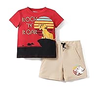 DISNEY T-Shirt & Shorts Outfit Set Winnie the Pooh Two Piece Summer Sets Lion King Simba Outfits for Boy 2-6T