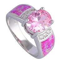 Fashion wedding Ring Pink Morganite Pink Fire Opal 925 stamp silver Ring size 5 5.5 6 6.5 7 8 9 R500