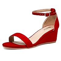 IDIFU Wedge Sandals Heels for Women Dress Shoes Open Toe with Ankle Strap for Wedding Bridal Evening Cocktail