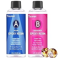 Teexpert Epoxy Resin Kit 16oz, Self-Leveling, Crystal Clear & Bubble-Free Epoxy Resin, Coating and Casting Resin for DIY Art, Jewelry, Coasters, Molds - 1:1 Easy Mix (8oz Resin and 8oz Hardener)