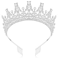 Makone Silver Crystal Tiaras Crowns for Women, Headband Queen Crown with Comb for Girls Bridal Wedding Birthday Prom Christmas Halloween Party