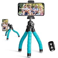 UBeesize Phone Tripod, Portable and Flexible Tripod with Wireless Remote and Clip, Cell Phone Tripod Stand for Video Recording Blue