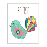 Stupell Home Décor Be Free Colorful Bird Illustration Wall Plaque Art, 10 x 0.5 x 15, Proudly Made in USA