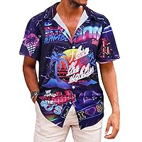 Mens Short Sleeve Hawaiian Shirt Button Down Tropical Casual Printed Summer Beach Shirts