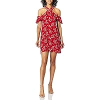 Angie Women's One Size Ditzy Floral Print Cold Shoulder Dress