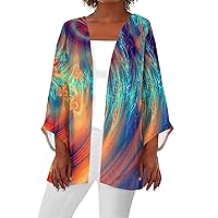 Shirts for Women, Women's Casual Fashion Caot Retro Printed Lightweight Medium Length Jacket Cardigan